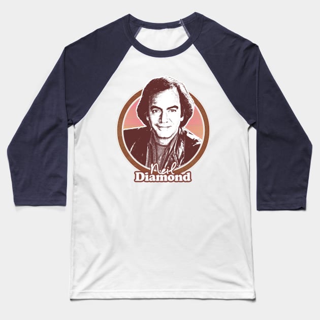 Neil Diamond // Retro 70s Fan Design Baseball T-Shirt by DankFutura